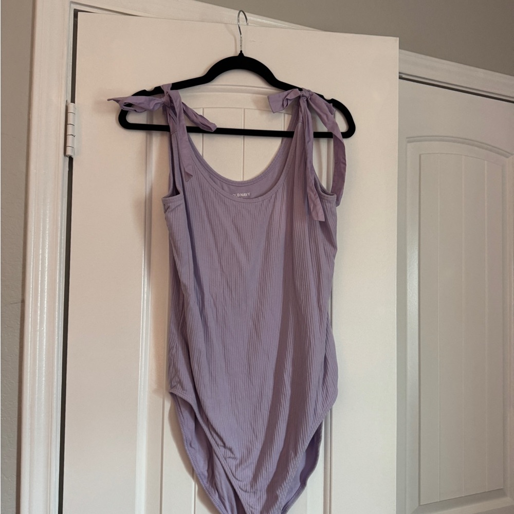 Old Navy Lavender Ribbed Tie-Shoulder Tank Bodysuit